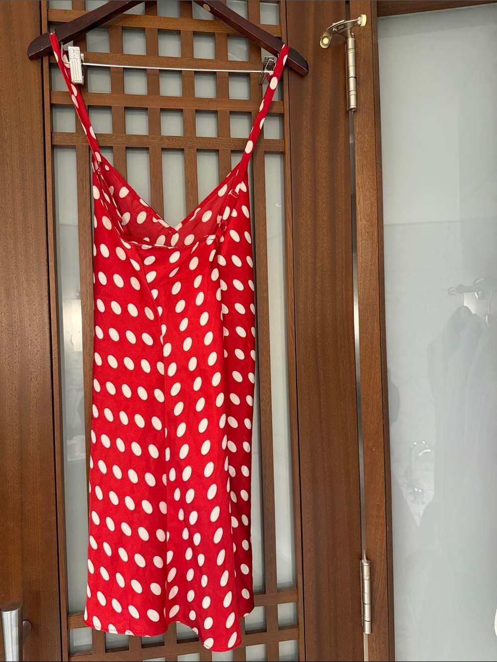 NWOT Victoria’s Secret Red White Polka Dot Satin Slip Dress Nightgown Sz Large - Picture 4 of 7